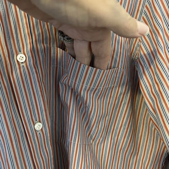 Luciano Barbera Button Up Shirt Mens S Striped Long Sleeve Cotton Business Italy - Picture 6 of 11